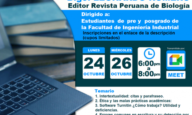 CONFERENCIA VIRTUAL: «USO DEL SOFTWARE ANTIPLAGIO Y LAS MALAS PRÁCTICAS EN ESCRITURA»