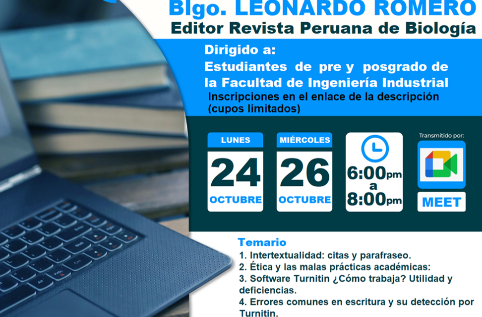 CONFERENCIA VIRTUAL: «USO DEL SOFTWARE ANTIPLAGIO Y LAS MALAS PRÁCTICAS EN ESCRITURA»